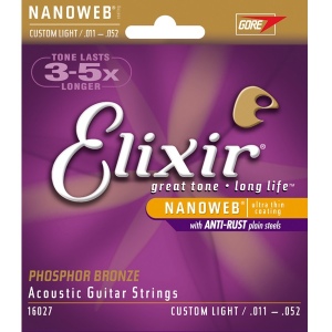 Elixir 16027 NANOWEB Комплект струн для акустической гитары
